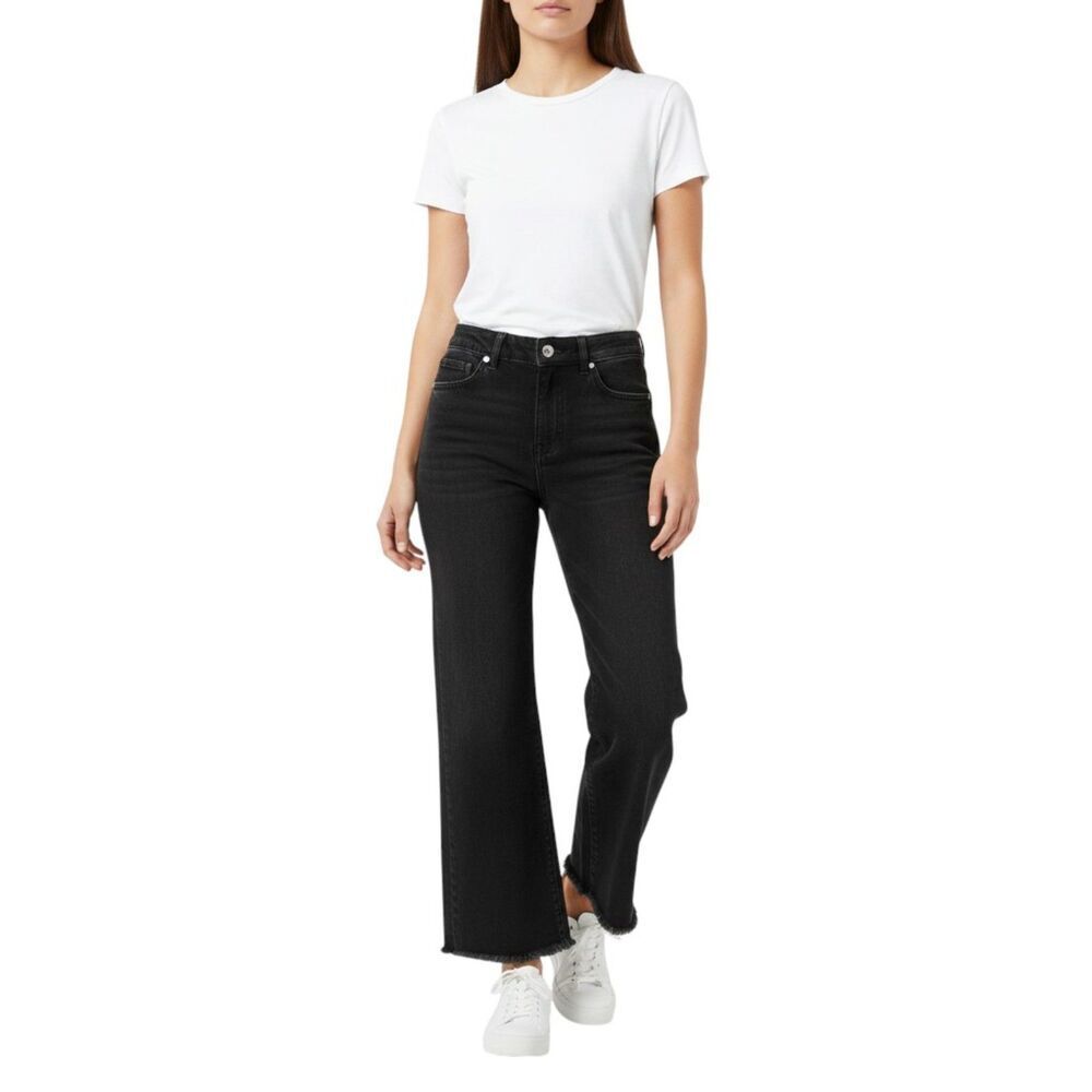 Galmint Flared Black Jeans Skirt, Size 8, Stretchy Cotton Blend